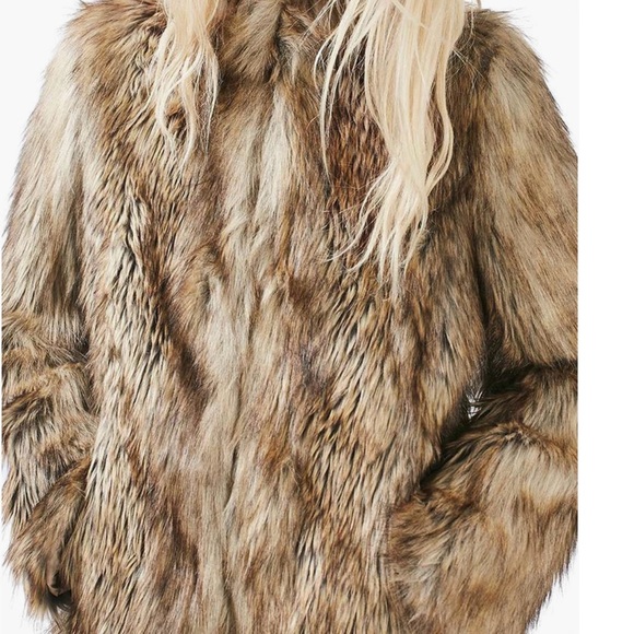 Topshop Faux Fur Coat - Size US 4 - Picture 3 of 8
